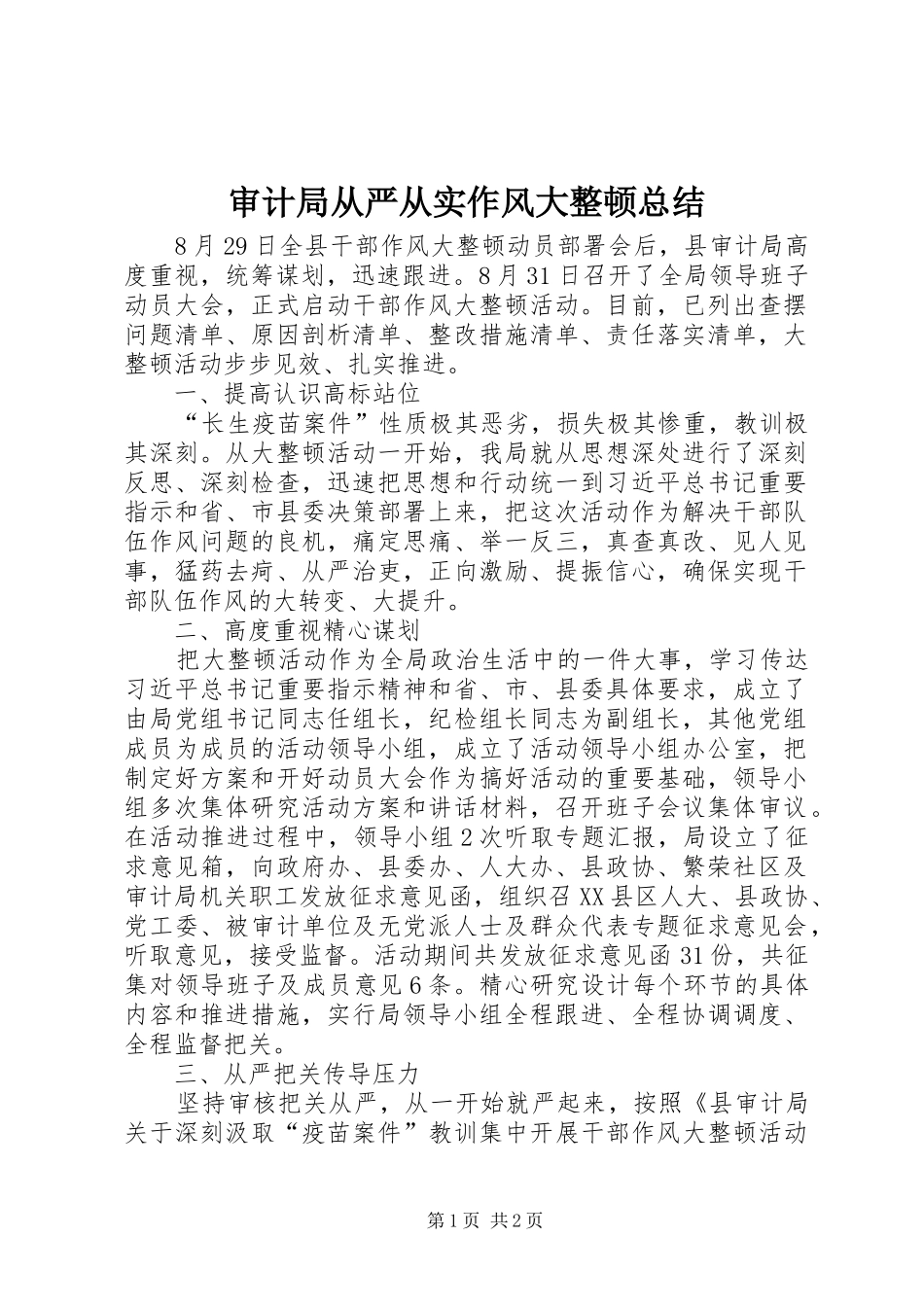 2024年审计局从严从实作风大整顿总结_第1页
