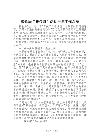2024年粮食局挂包帮活动半年工作总结