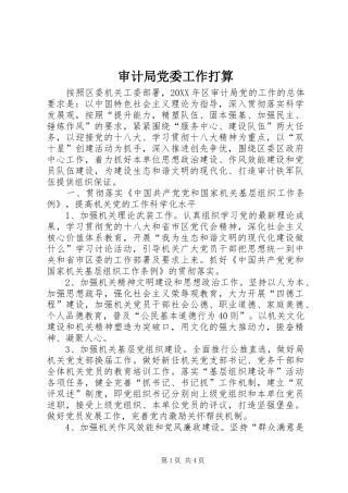 2024年审计局党委工作打算