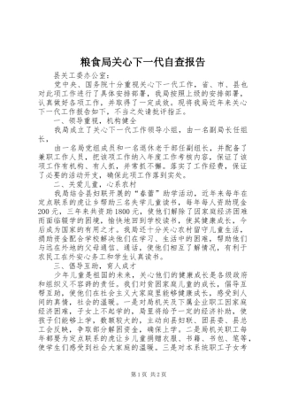 2024年粮食局关心下一代自查报告