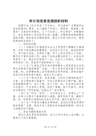 2024年审计局党章党规剖析材料