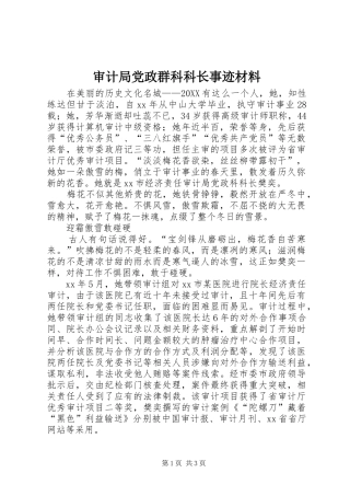 2024年审计局党政群科科长事迹材料