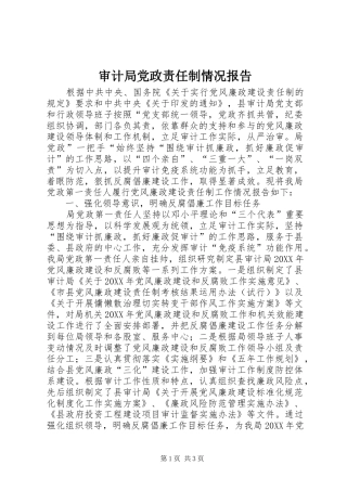 2024年审计局党政责任制情况报告