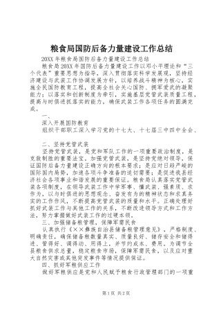 2024年粮食局国防后备力量建设工作总结