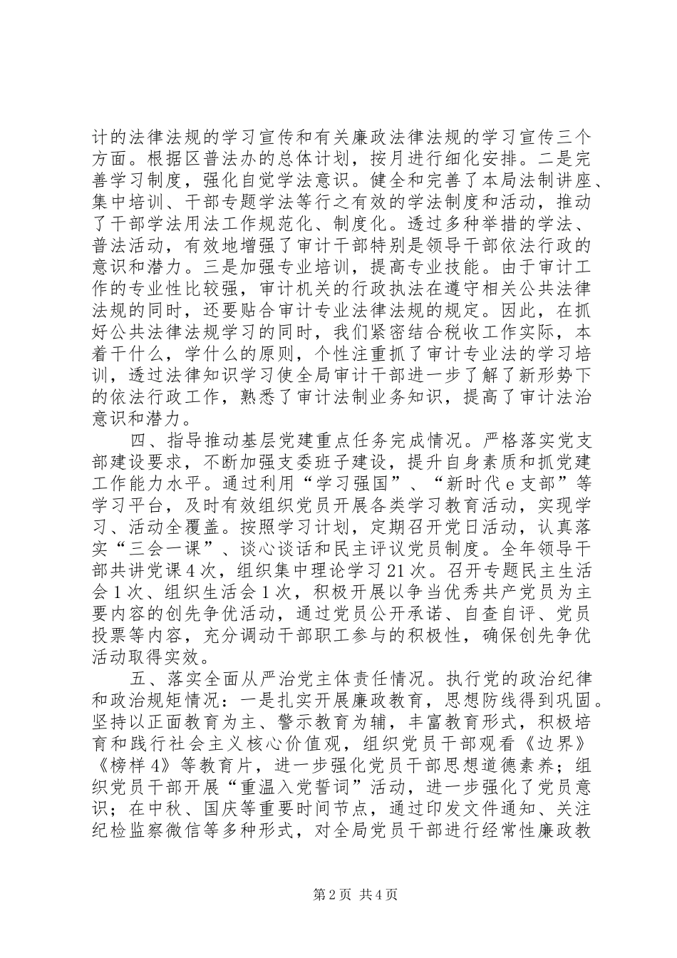 2024年审计局党支部书记个人述职述廉报告_第2页