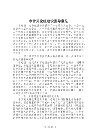 2024年审计局党组建设指导意见