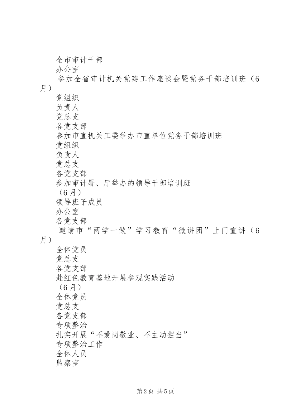 2024年审计局党组两学一做学习教育计划安排_第2页