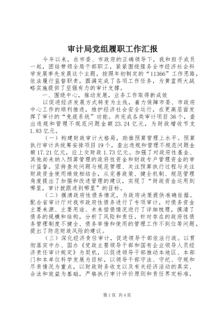 2024年审计局党组履职工作汇报