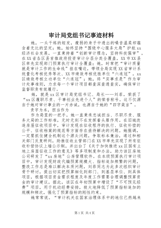 2024年审计局党组书记事迹材料