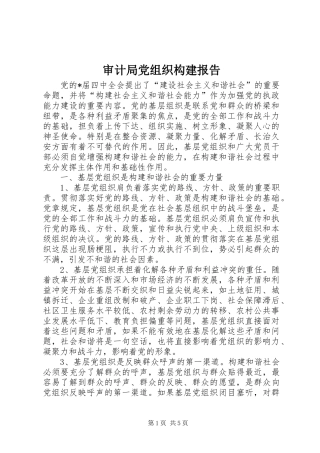 2024年审计局党组织构建报告