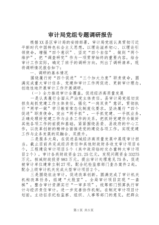 2024年审计局党组专题调研报告