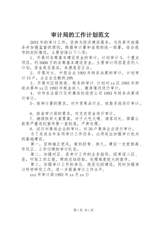 2024年审计局的工作计划范文