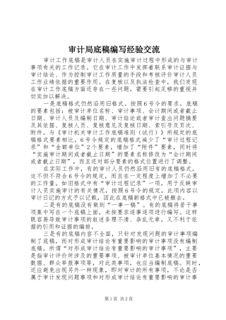 2024年审计局底稿编写经验交流