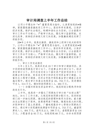 2024年审计局调查上半年工作总结