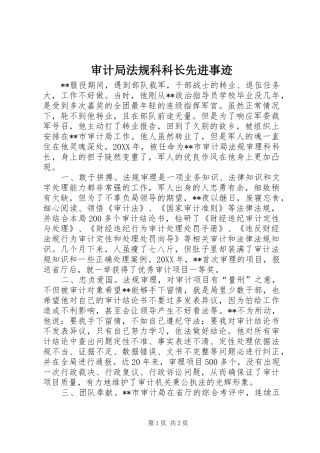 2024年审计局法规科科长先进事迹