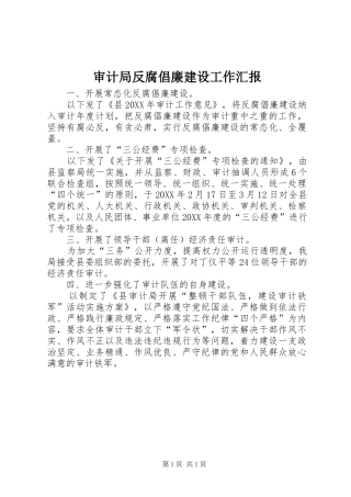 2024年审计局反腐倡廉建设工作汇报