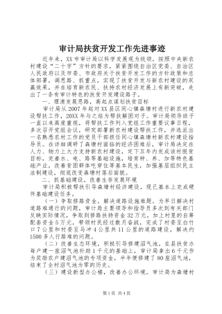 2024年审计局扶贫开发工作先进事迹
