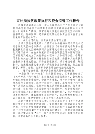 2024年审计局扶贫政策执行和资金监管工作报告