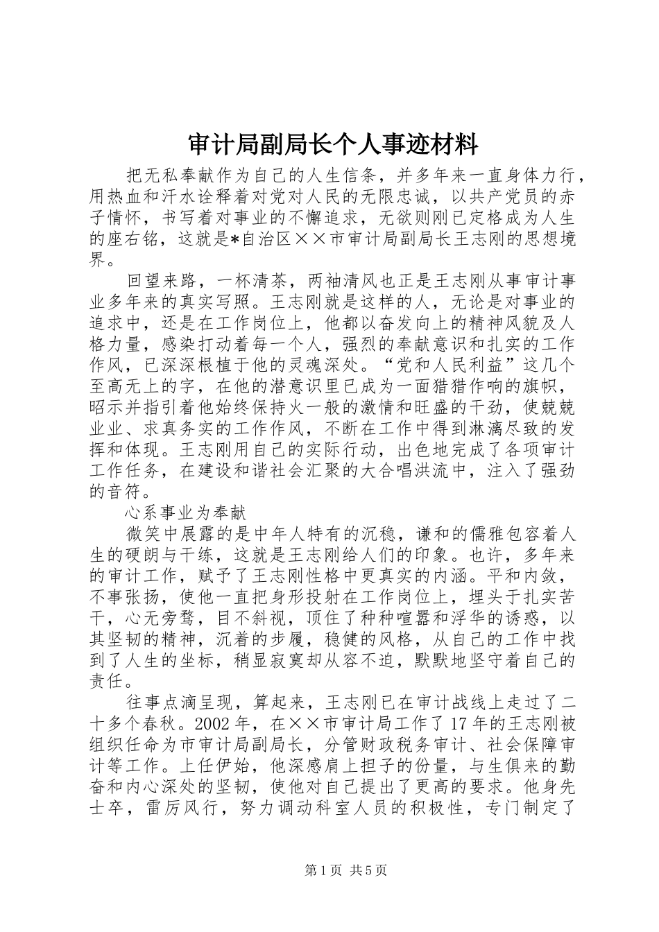 2024年审计局副局长个人事迹材料_第1页