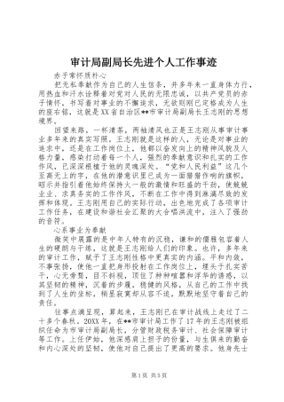 2024年审计局副局长先进个人工作事迹