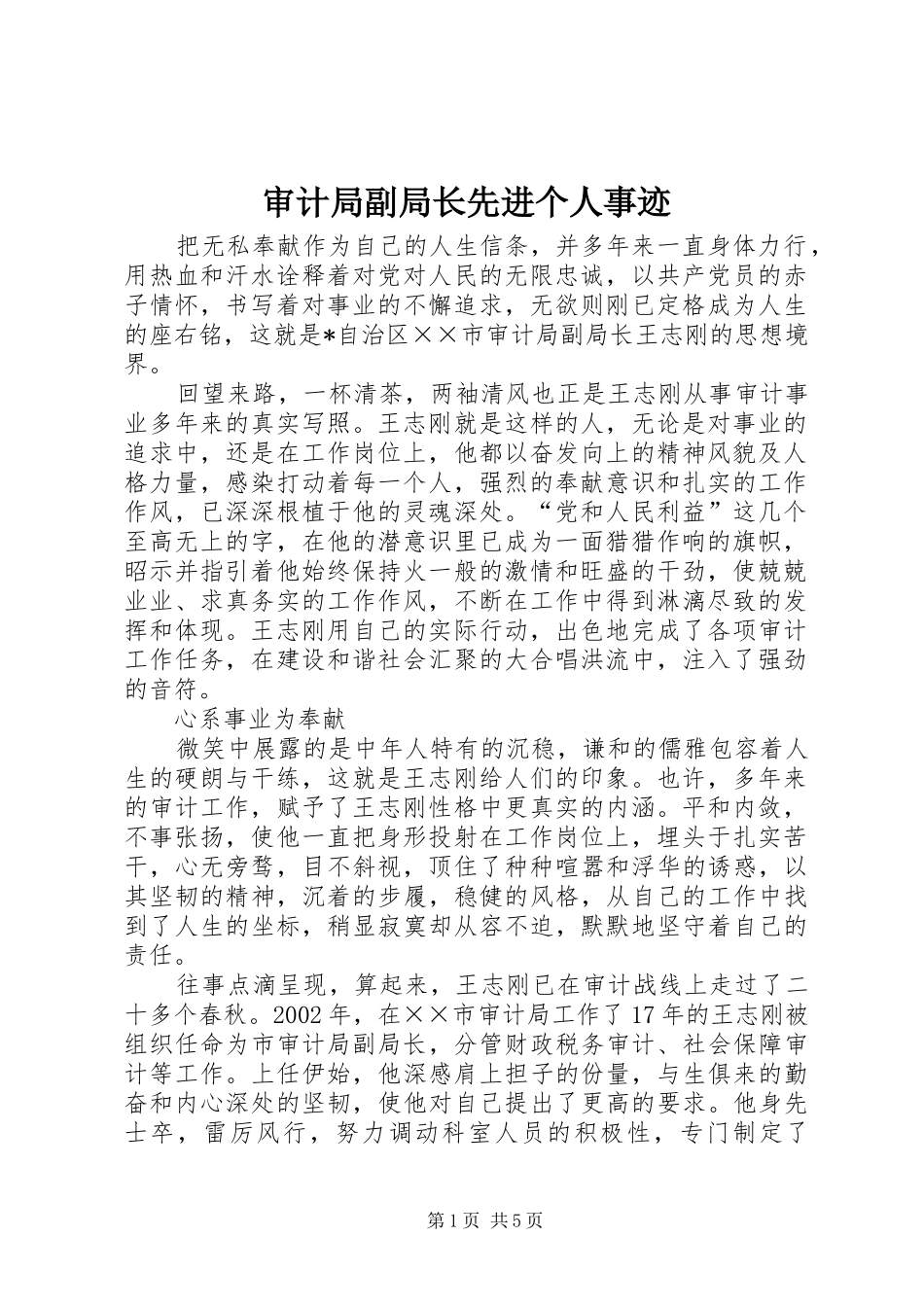 2024年审计局副局长先进个人事迹_第1页