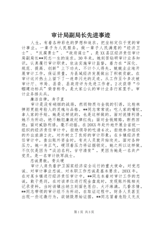 2024年审计局副局长先进事迹