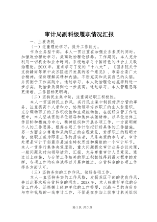 2024年审计局副科级履职情况汇报