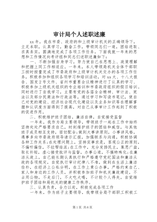 2024年审计局个人述职述廉