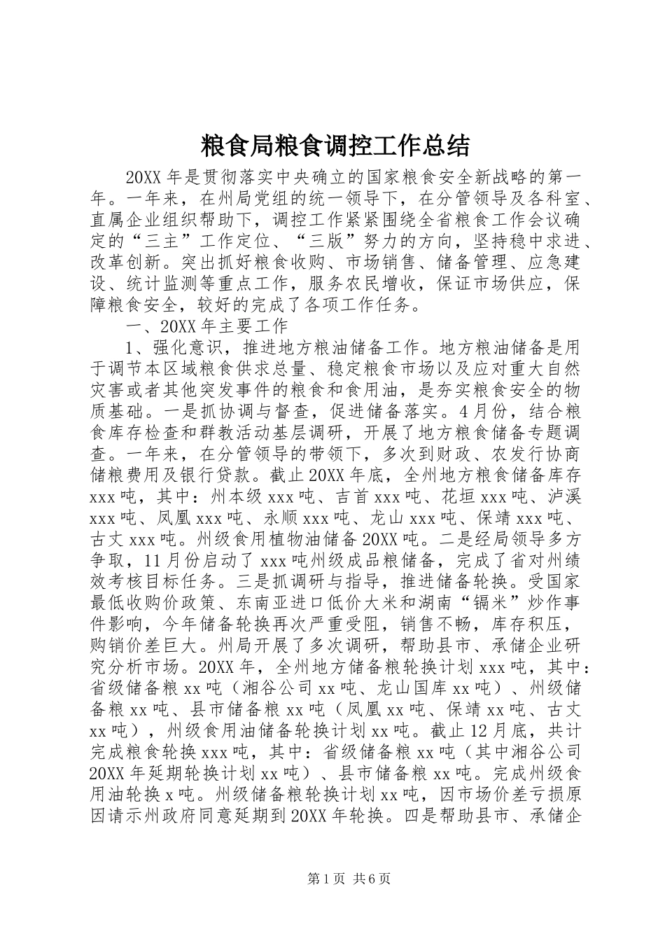 2024年粮食局粮食调控工作总结_第1页