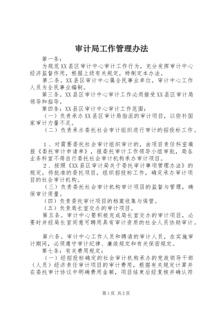 2024年审计局工作管理办法