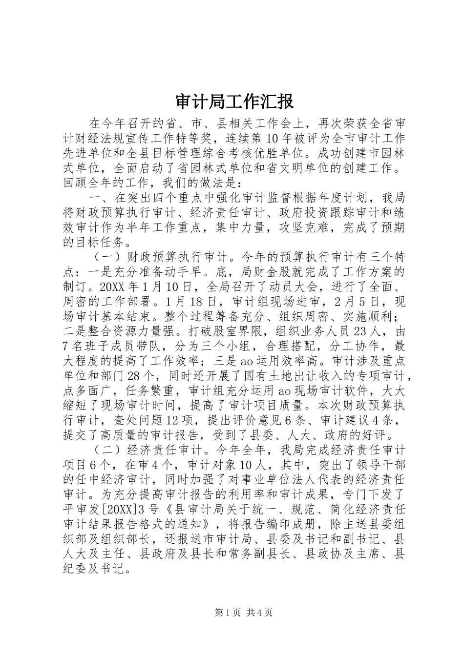 2024年审计局工作汇报_第1页