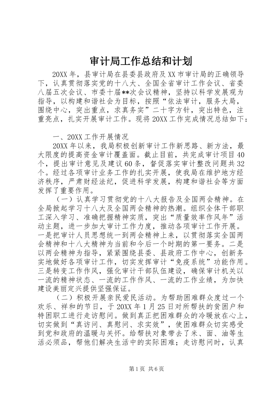 2024年审计局工作总结和计划_第1页