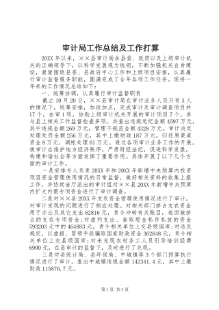 2024年审计局工作总结及工作打算