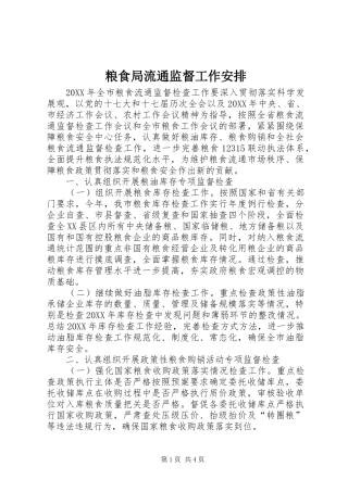 2024年粮食局流通监督工作安排