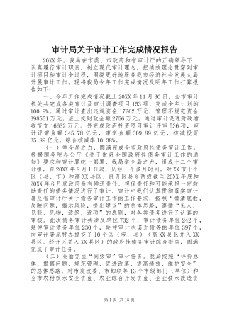 2024年审计局关于审计工作完成情况报告