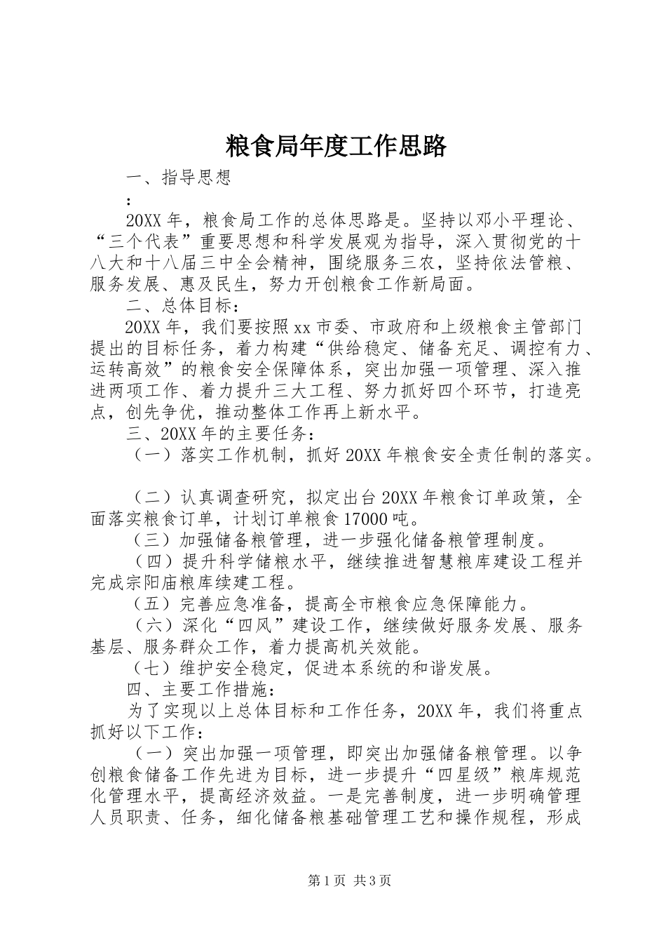 2024年粮食局年度工作思路_第1页