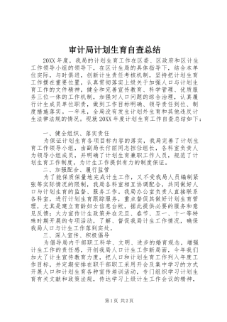 2024年审计局计划生育自查总结