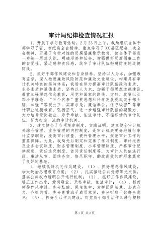 2024年审计局纪律检查情况汇报