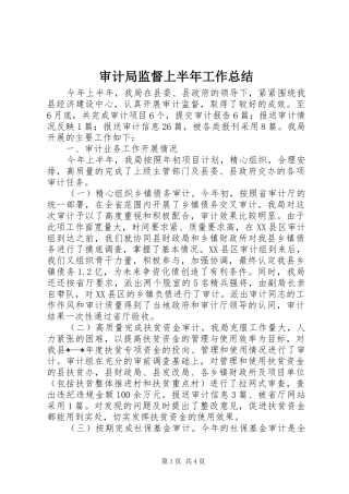 2024年审计局监督上半年工作总结