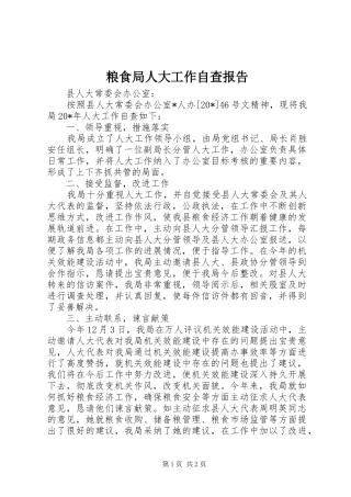 2024年粮食局人大工作自查报告