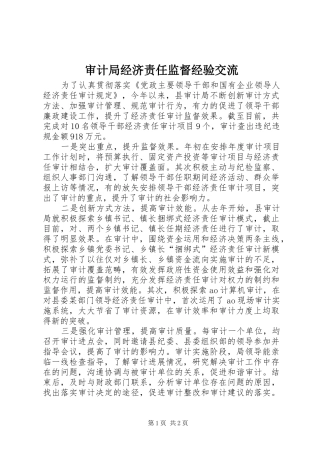 2024年审计局经济责任监督经验交流