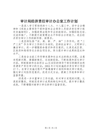 2024年审计局经济责任审计办公室工作计划