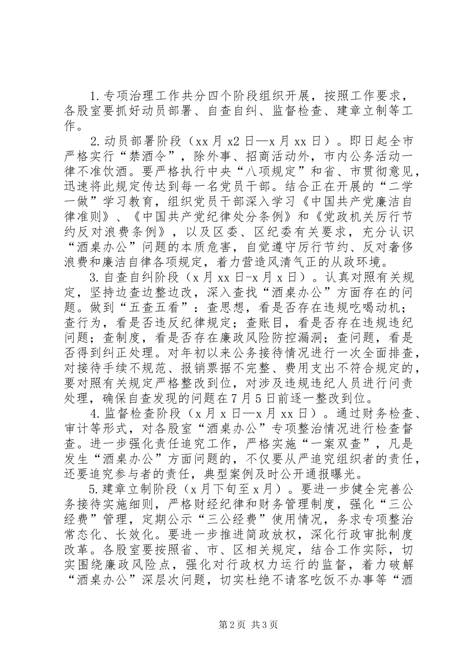 2024年审计局酒桌办公专项整治工作方案_第2页