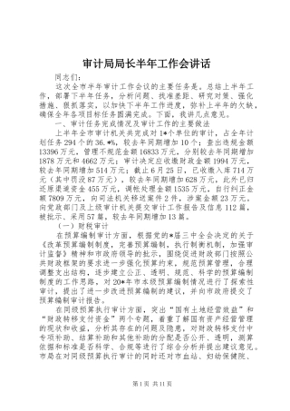 2024年审计局局长半年工作会致辞