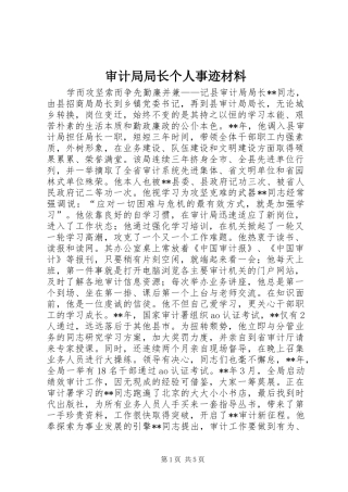 2024年审计局局长个人事迹材料