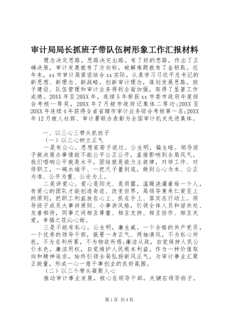 2024年审计局局长抓班子带队伍树形象工作汇报材料