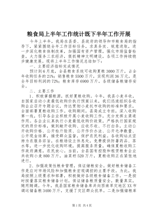 2024年粮食局上半年工作统计既下半年工作开展