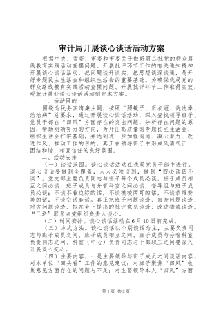 2024年审计局开展谈心谈话活动方案