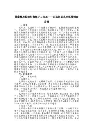 甘南藏族传统村落保护与发展以迭部县扎尕那村调查为例  文化产业专业