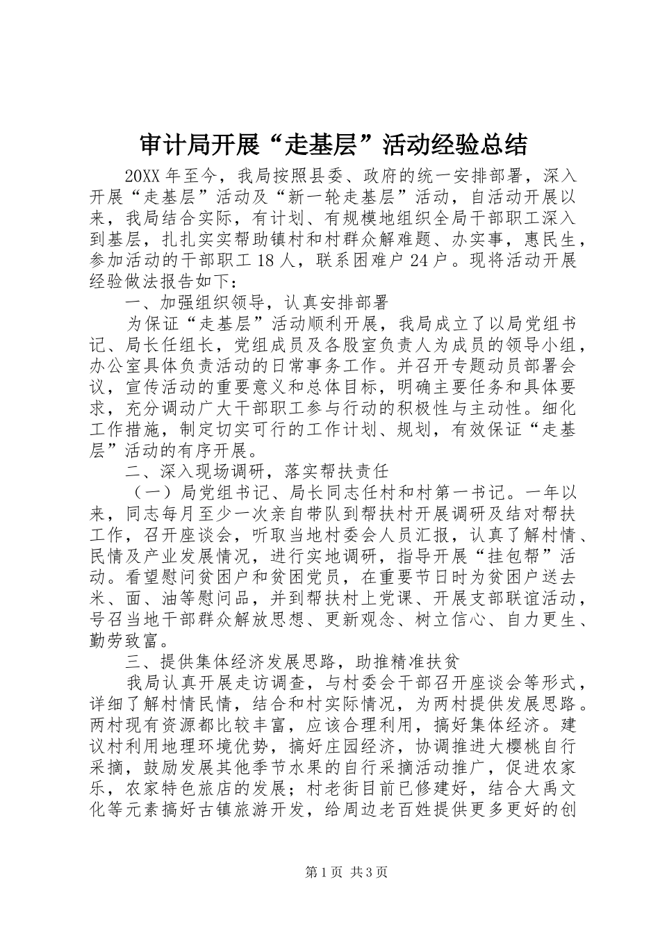 2024年审计局开展走基层活动经验总结_第1页